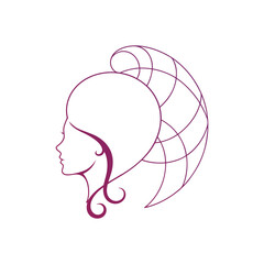 hairstyle, flowing hair, abstract portrait, smooth contours, minimal lines, elegant silhouette, glamorous aesthetic, dreamy atmosphere, feminine profile
