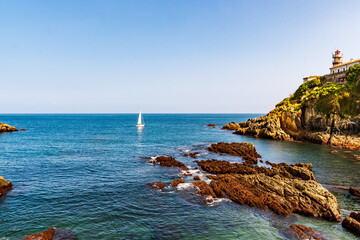 Paisaje en Cudillero, Asturias, España.