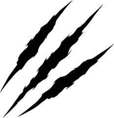 Dark claw scratch marks resembling werewolf or monster attack, perfect for horror designs, Halloween decorations, and spooky backgrounds.