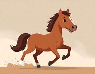 Cute cartoon horse running