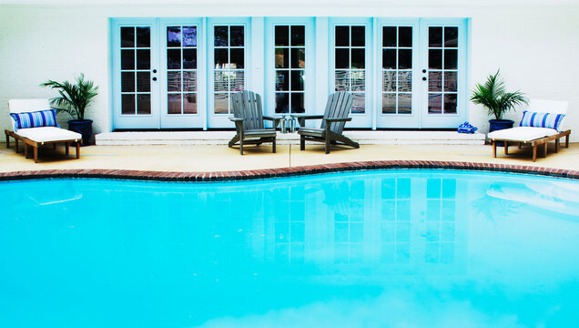 Swimming pool with turquoise water at beach house