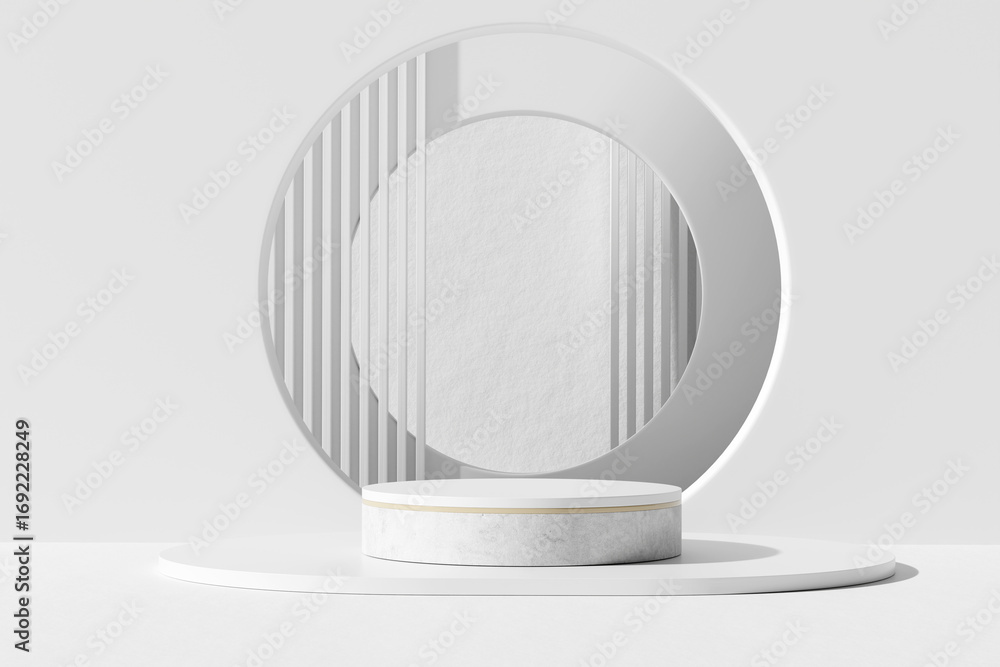 Poster 3d minimal geometric podium display white background. 3d rendering