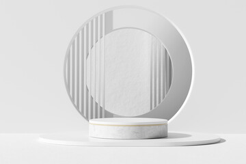 3D minimal geometric podium display white background. 3D Rendering