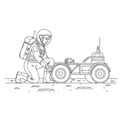 Artistic Astronaut Lineart – Astronaut Vector Illustration with Minimalist Space Theme – Astronaut Drawing – Line Art Drawing of Astronaut – Astronaut Icon
