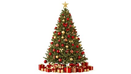 Naklejka premium Festive Christmas tree with presents, ready for holidays