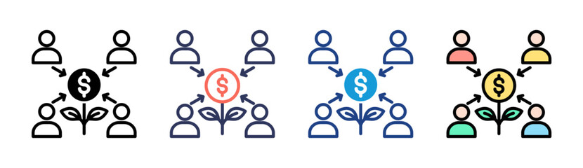 Crowdfunding Icon Set Multiple Style Collection