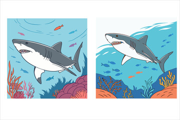shark in ocean water vector art design