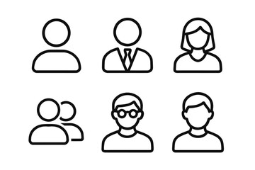 Set of minimalistic user and avatar icons for profiles and contacts