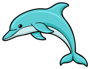 Obraz premium Friendly cartoon dolphin leaping vector illustration