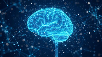 Digital brain glows with glowing network connections