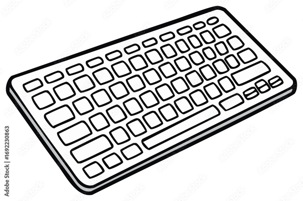 Aufkleber simple outline of a computer keyboard with rounded keys and a slim profile