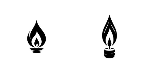 Fototapeta premium Set of black flame icons for gas burner and candle light symbol for energy and fuel industry isolated on white background