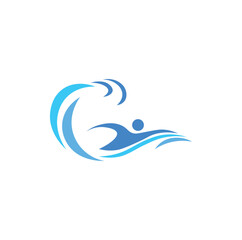 Minimalist Ocean Swimming Logo