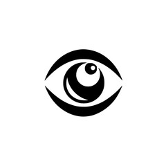 Minimalist black eye icon with a bold, graphic design isolated on a white background for logo or branding purposes