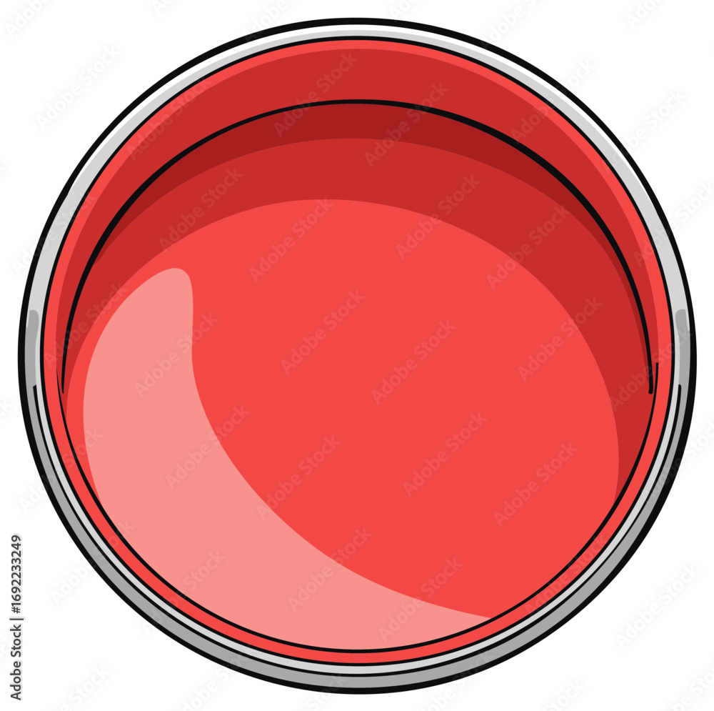 Poster Shiny Red Circular Button with Metallic Border