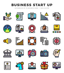 Business Start Up. Lineal Color icons Pack. vector illustration.