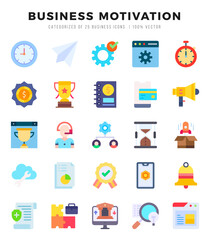 BUSINESS MOTIVATION icons set. Vector illustration.