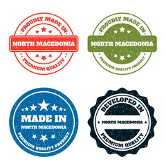 North Macedonia Made In Labels and Badges. Premium Quality Product Graphics