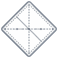 Geometric diamond shape with dashed lines inside.