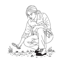 Academic Biologist Lineart – Biologist Vector Illustration with Scientific Clarity – Biologist Drawing – Line Art Drawing of Biologist – Biologist Icon