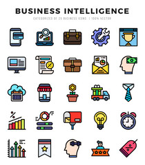 Business Intelligence web icons in Lineal Color style.