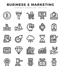 Business & Marketing Icon Pack 25 Vector Symbols for Web Design.