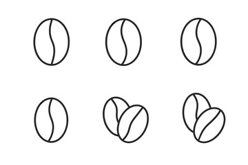 Coffee bean icons set in minimalist style