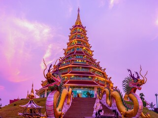 Golden Phop Chok Dhamma Chedi in Wat Huai Pla Kang Temple in Chiang Rai, Thailand