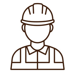 Outline illustration of construction worker wearing a safety helmet ready for job tasks