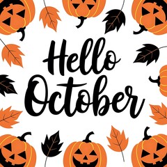 halloween pumpkin set. hello october