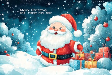 santa claus and christmas tree