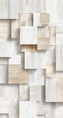 Abstract pattern of overlapping light beige and white squares, resembling wood