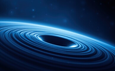 Abstract blue black hole with swirling energy in space  