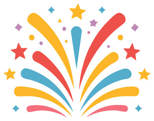 Obraz premium Vibrant colorful fireworks burst with stars and confetti celebrations