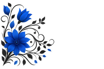Vibrant blue flowers with delicate gray foliage adorning a dark canvas subtle elegance and natural beauty unveiled white background