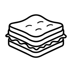 Line Art of Lasagna on white background