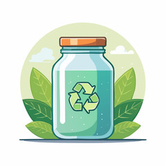 Recycled Glass Jar With Recycle Symbol