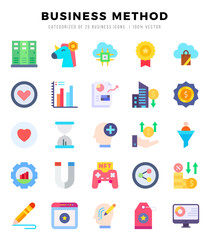 Vector Business Method types icon set in Flat style. vector illustration.