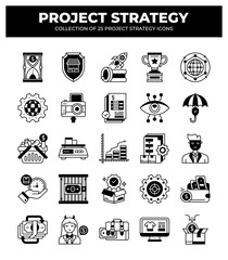 Project Strategy Icons: 25 Essential Icons for Planning and Management