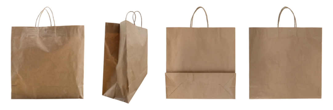 Set of paper shopping bag isolated on transparent background, PNG Format - Powered by Adobe