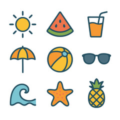 Summer Icons Icon Set Vector