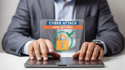 Data encryption shows on a translucent screen, ideal for cyber security concepts and technology backgrounds.