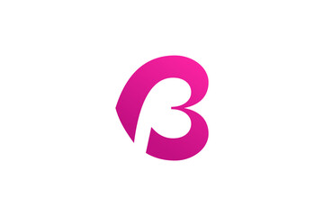 Letter B with heart logo icon design template elements