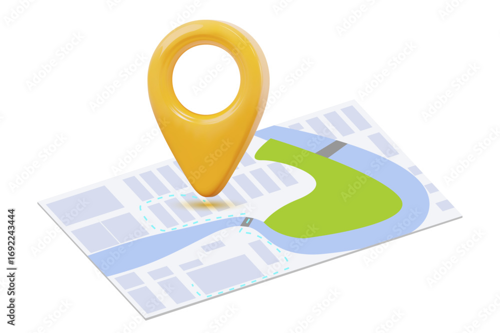 Aufkleber 3d yellow map location pointer. pin code icon of the geolocation map. stock vector illustration on i