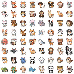 Transparent PNG, 64 Collection of cute animal stick
