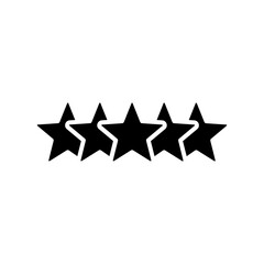 Five stars rating. Five stars customer product rating review. Yellow isolated five stars. Customer feedback. Vector 5 stars rating review.  vector illustration