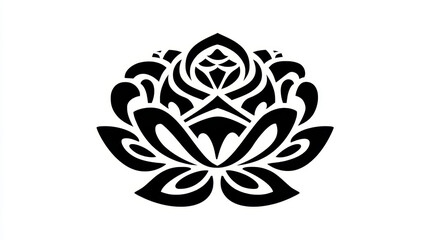 Obraz premium Elegant Black and White Lotus Flower Design Suitable for Various Creative Projects and Illustrations