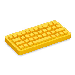 A bright yellow computer keyboard with white base isolated on a black background studio shot