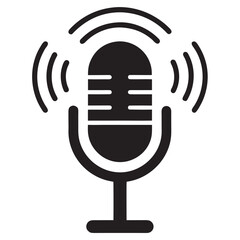 icon representing a microphone with sound waves emanating