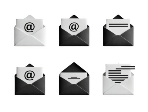 Email marketing campaign strategy concept with envelope and message for business promotion , isolated on transparent background